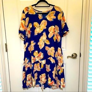 NWT - Blue Floral Dress w/ Pockets